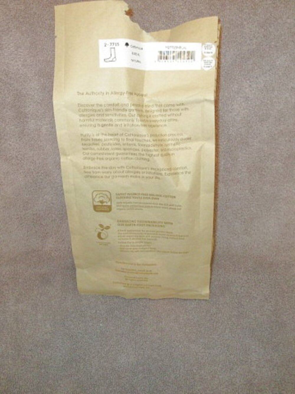 Cottonique Organic Cotton Crew Socks XL Latex Free 2 Pairs Unisex Sustainable - Picture 5 of 8